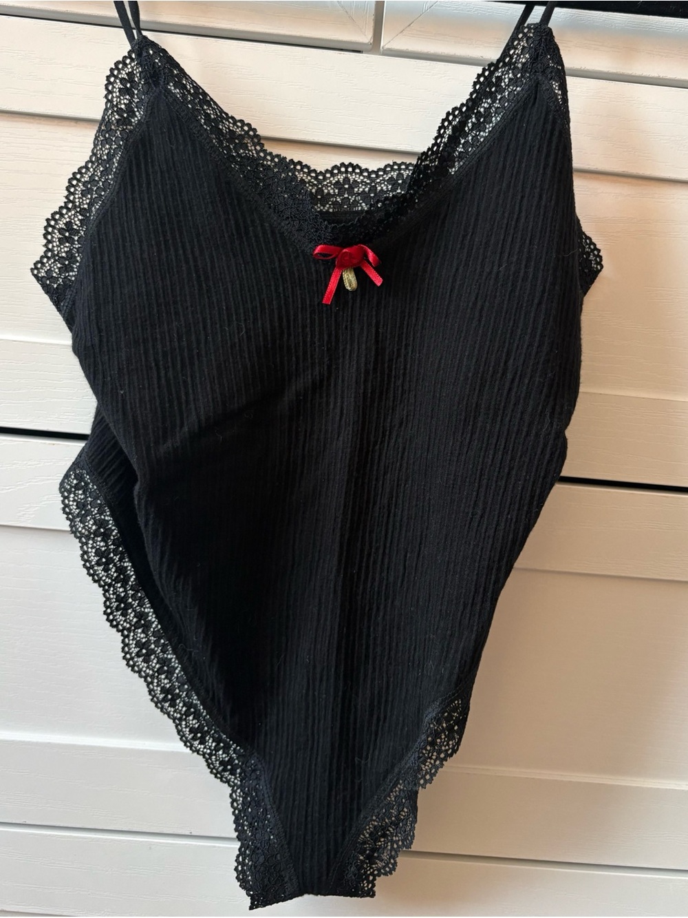Urban Outfitters Black Ribbed Lace-Trim Tank